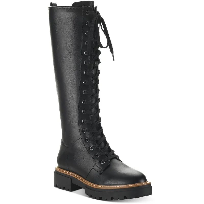 Boots with tight stitching -Sun + Stone Womens Aylssaa  Faux Leather Tall Combat & Lace-up Boots