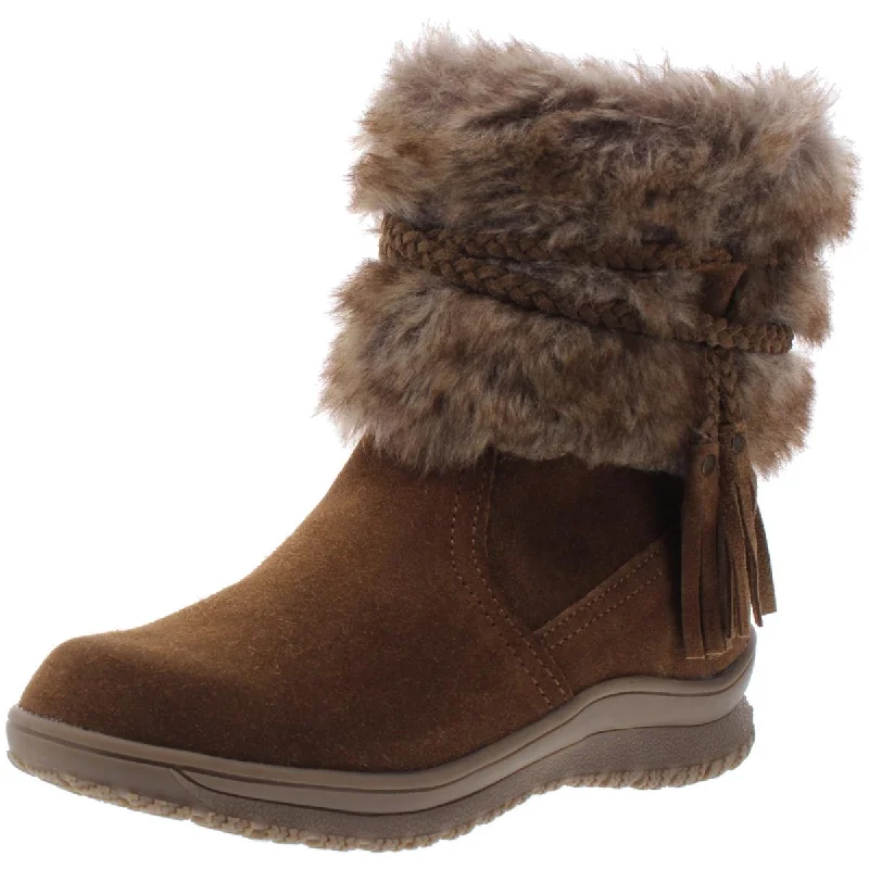 Lightweight boots for speed -Minnetonka Womens Everett Leather Faux Fur Mid-Calf Boots