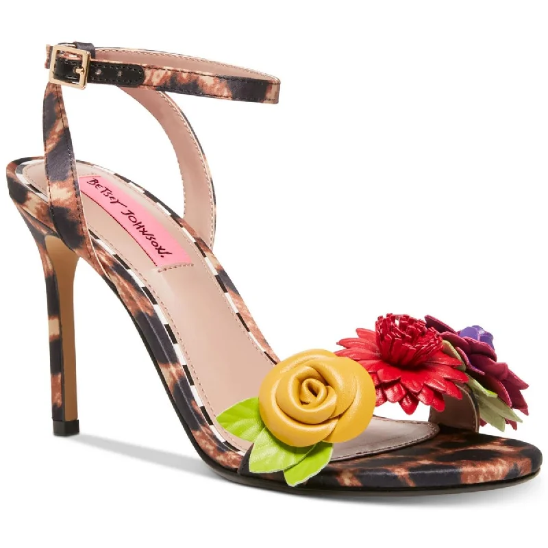 Cheap sandals for beach evenings-Betsey Johnson Womens Fluer Embellished Flowers Heel Sandals