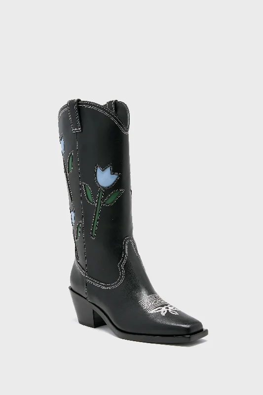 Boots with cooling fabric -Black with Tulips Wilder Boots