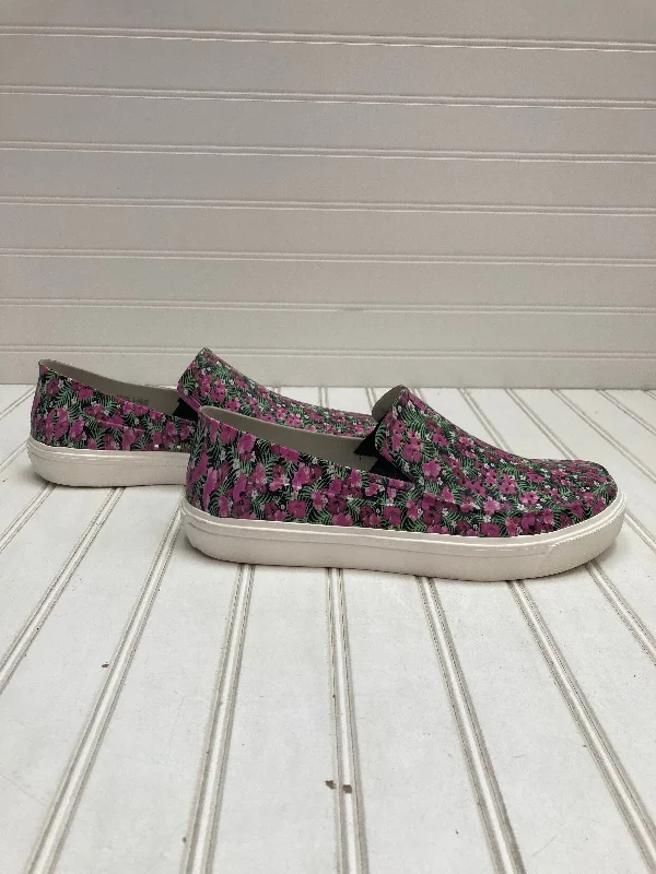 Flats with slip-on convenience -Floral Print Shoes Flats Crocs, Size 10