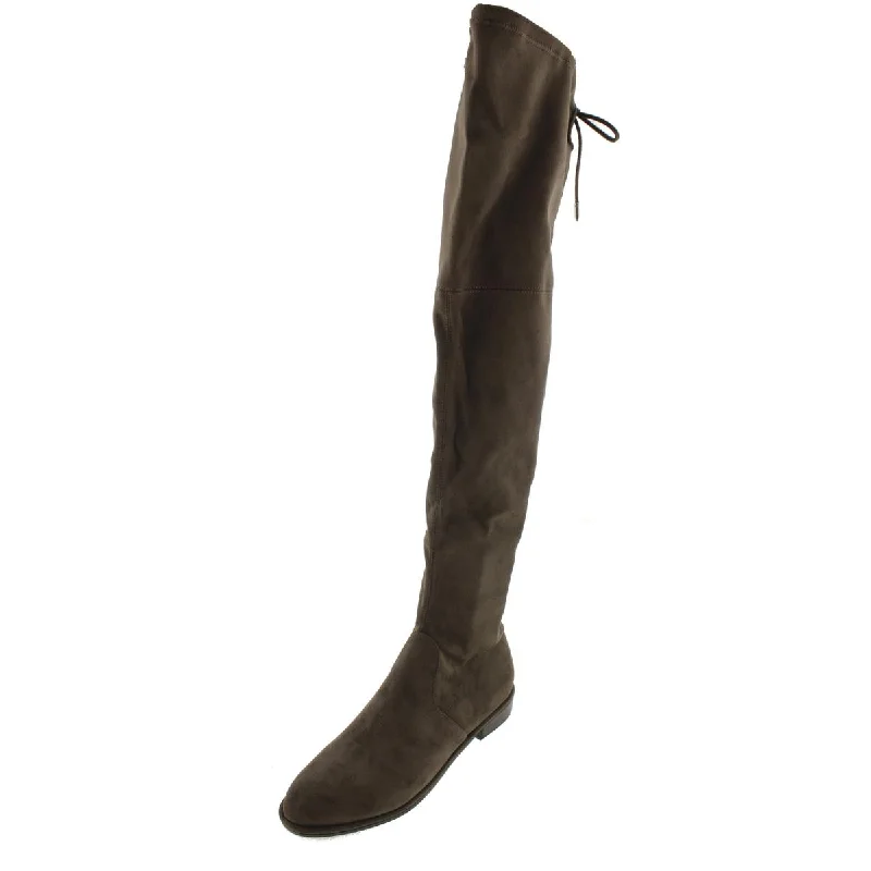 Boots with quilted texture -Marc Fisher Women's Humor 2 Velvet Flat Over the Knee Riding Boots