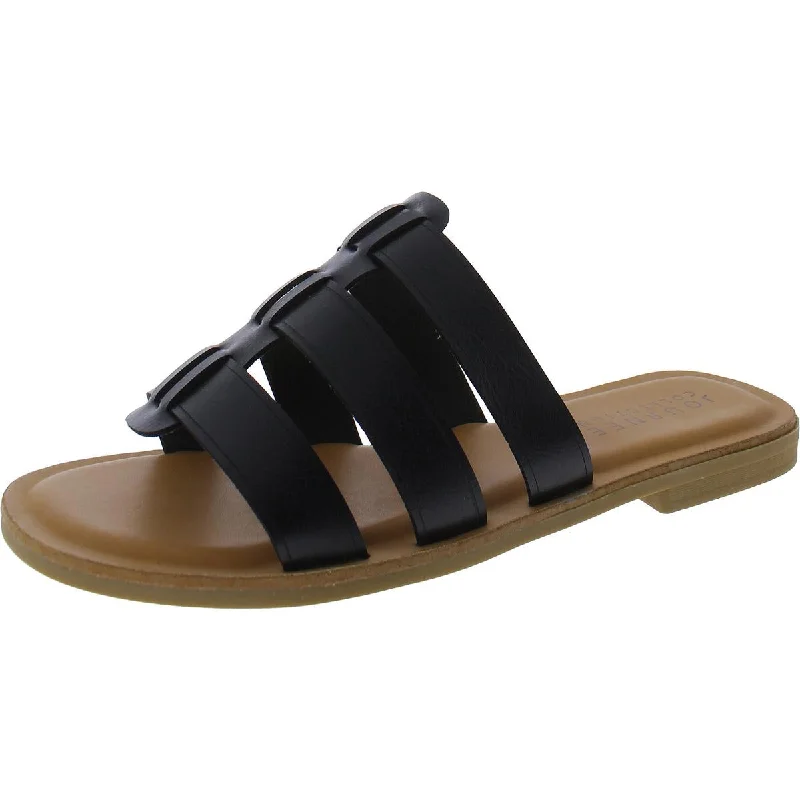 Lightweight sandals for breezy fun-Journee Collection Womens Patent Open Toe Slide Sandals