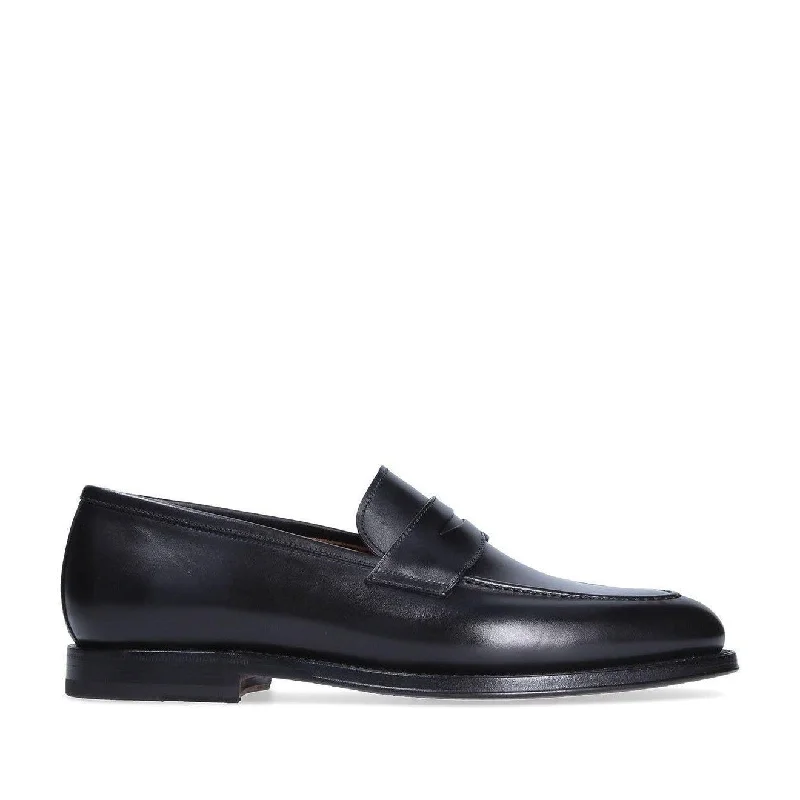 Lightweight loafers for warm days-Franceschetti Eric Men's Shoes Black Calf-Skin Leather Penny Loafers (FCCT1019)