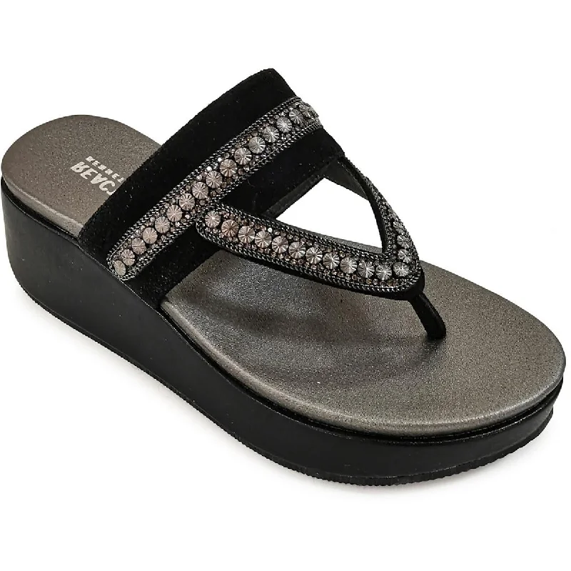 Non-slip sandals for damp treks-Kenneth Cole Womens Preena Embellished Slip On Wedge Sandals