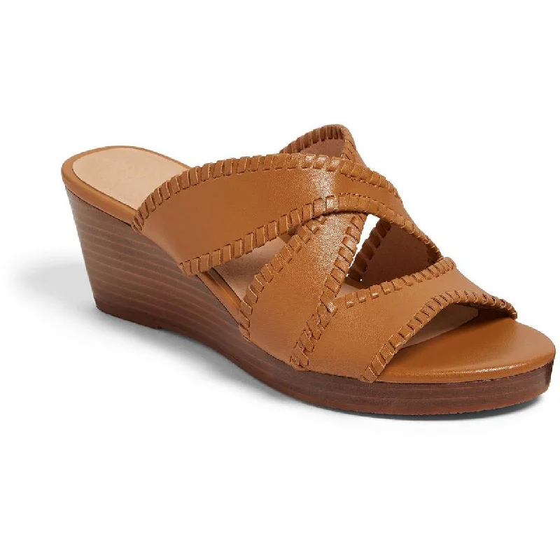 Lightweight sandals for warm fun-Jack Rogers Womens Jackie Leather Open Toe Wedge Sandals