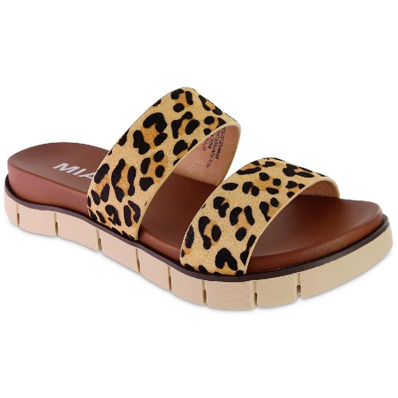 Soft sandals for warm strolls-Mia Womens Elori-P Animal Print Slip Slide Sandals