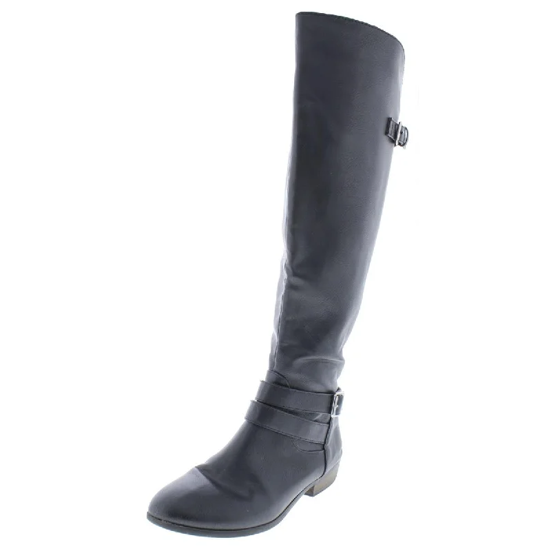 Boots with plush lining -Material Girl Womens Carleigh Faux Leather Knee-Length Riding Boots