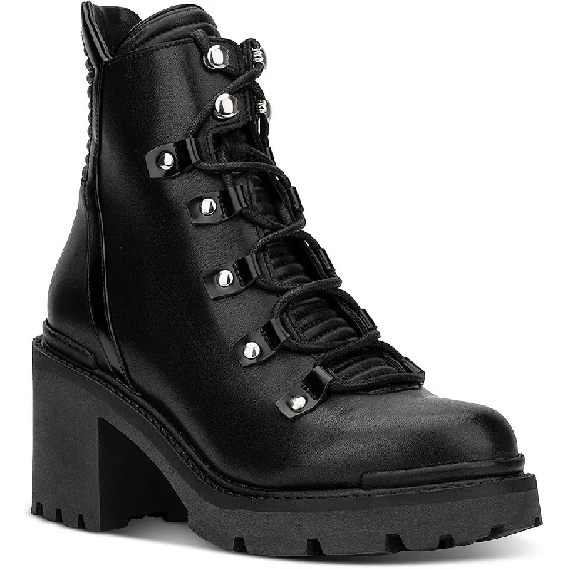 Boots with waterproof soles -Aquatalia Womens Valia Leather Ankle Combat & Lace-up Boots