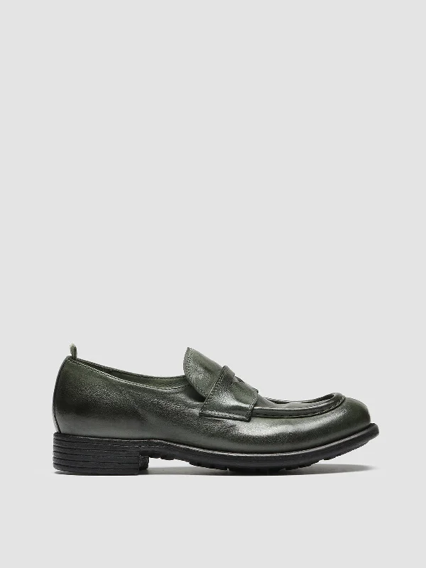 Cheap loafers for casual hikes-CALIXTE 020 - Green Leather loafers