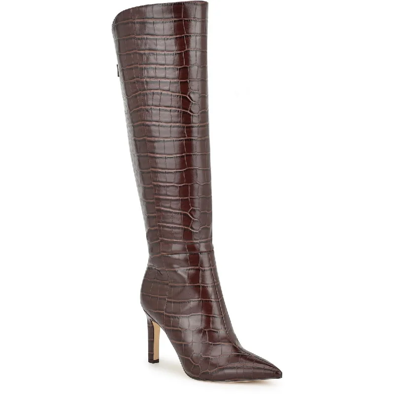 Boots with vintage leather -Nine West Womens Napts 3 Faux Leather Pointed Toe Knee-High Boots