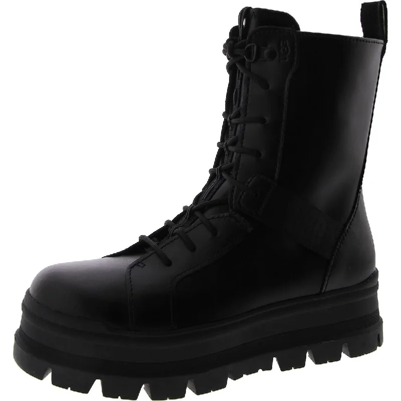 Boots with rainproof top -Ugg Womens Sheena Platforms Leather Combat & Lace-Up Boots