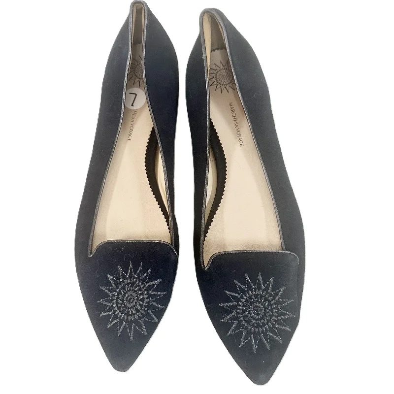 Flats with durable comfort -Navy Shoes Flats By Marchesa Voyage, Size: 7