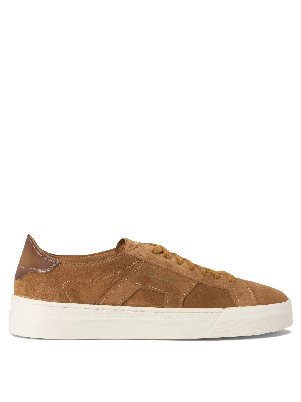 Athletic shoes for rainy runs -SANTONI Modern Double Buckle Suede Sneakers