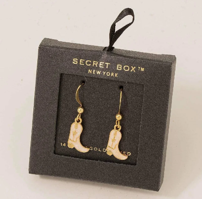 Boots for office fun -Jewelry - Secret Box Painted Cowboy Boot Earrings