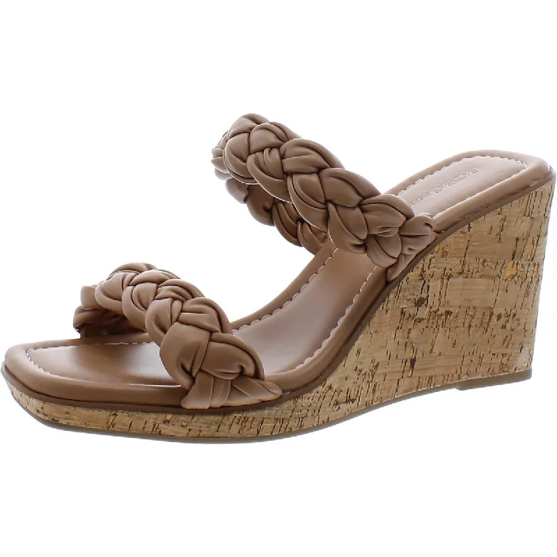 Breathable sandals for airy nights-BCBGeneration Womens Ulana Faux Leather Braided Wedge Sandals