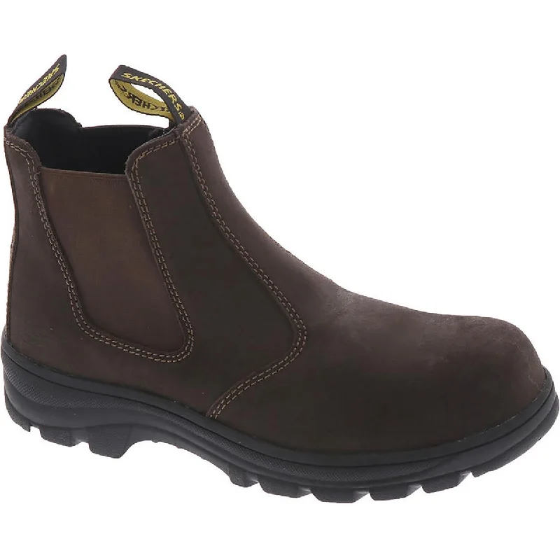 Boots for standing all day -Skechers Womens Workshire-Jannit Leather Composite Toe Chelsea Boots