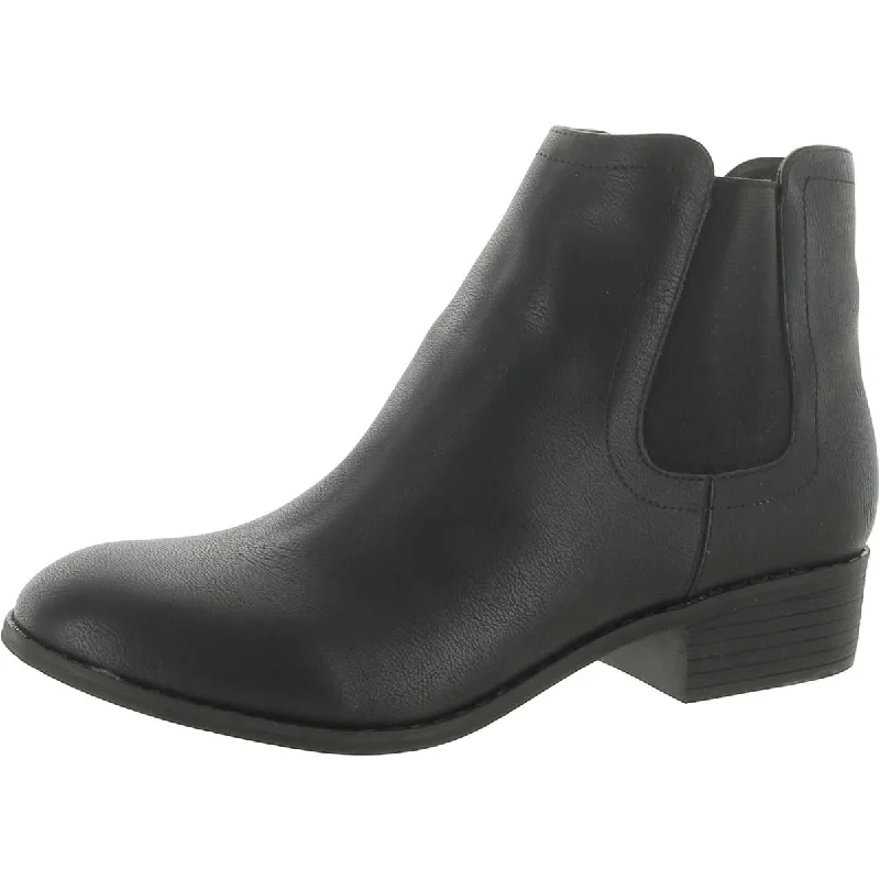 Boots with waterproof coating -Metropolitan View Womens Faux Leather Round Toe Chelsea Boots