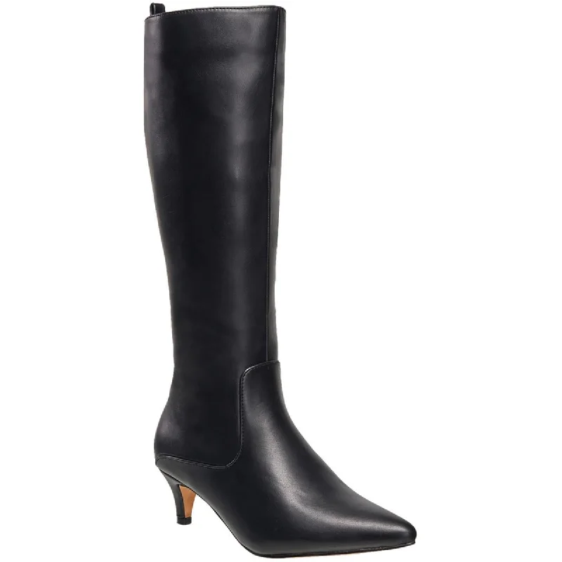 Boots with vivid patterns -H Halston Womens Palma Vegan Leather Pointed Toe Knee-High Boots