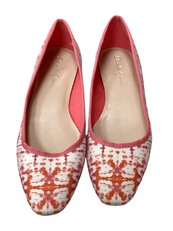 Flats for uneven pavements -Shoes Flats By Clothes Mentor In Pink & White, Size: 8.5