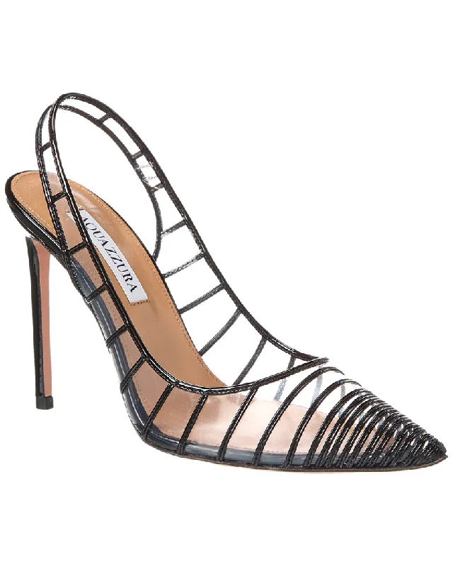 High heels for long dusk events -Aquazzura Call Me 105 Vinyl & Patent Slingback Pump