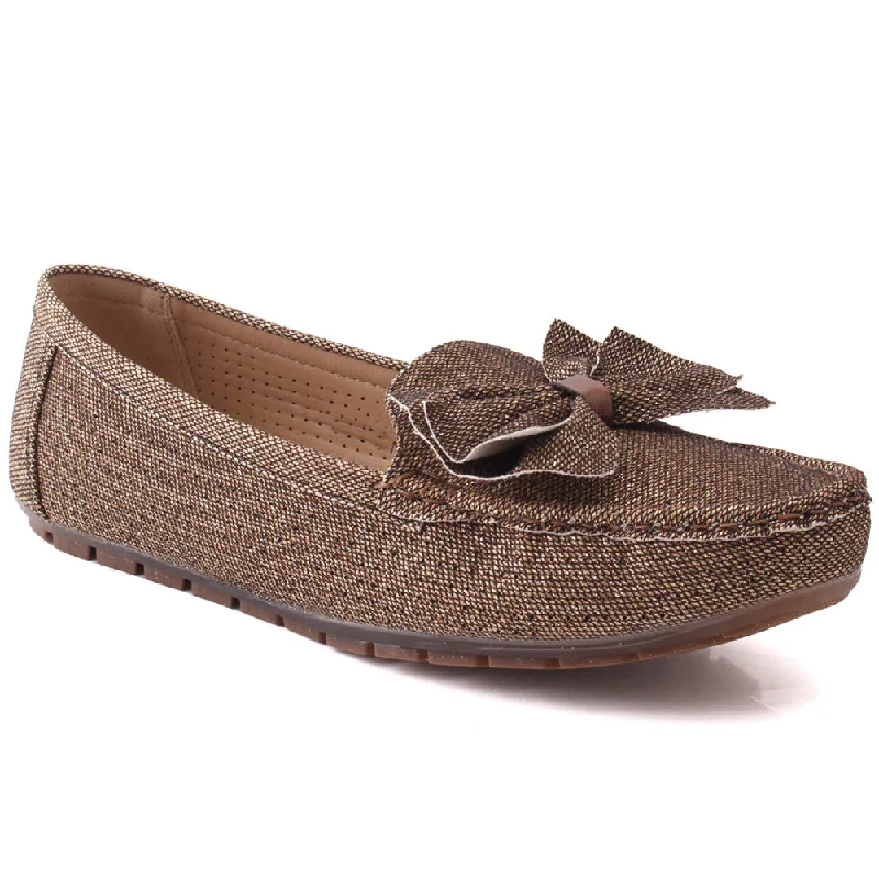 Soft loafers for casual strolls-Women “PERLA” Pearl Detailing Flat Slip On Shimmer Textured Casual Loafers