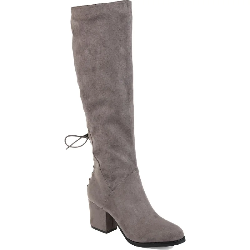 Vintage boots with patina -Journee Collection Womens Leeda Faux Suede Wide Calf Block Heel Boot