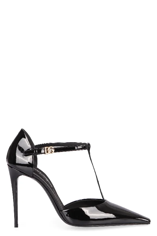 High heels for indoor night scenes -DOLCE & GABBANA Elegant Patent Leather T-Bar Pumps