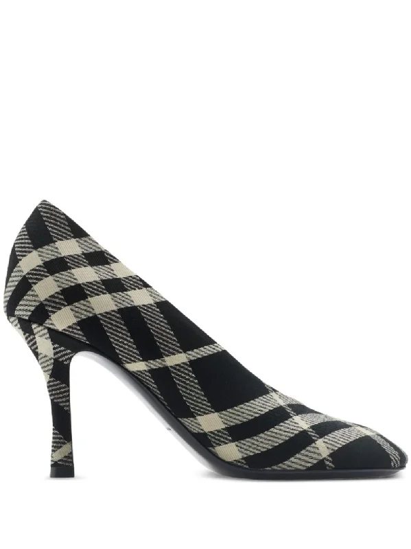 High heels for women with knee comfort -BURBERRY Chic Check Pumps with Rounded Toe - 8.5cm Heel Height