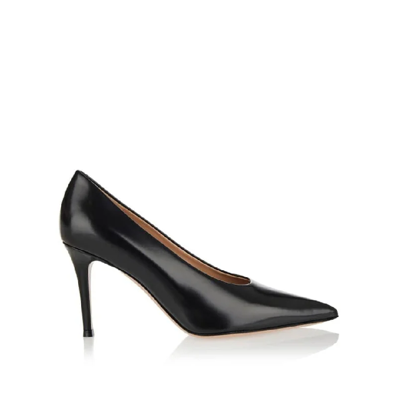 High heels for indoor dusk strolls -GIANVITO ROSSI Elegant Pointed Toe Pumps with 85MM Heel Height