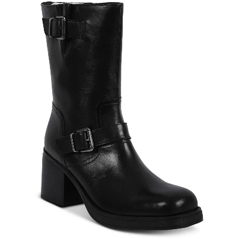 Boots for summer getaways -Kenneth Cole New York Womens Janice Leather Solid Mid-Calf Boots