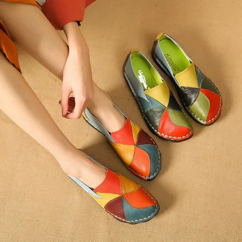 Affordable loafers for summer wear-Fashion Genuine Leather Flat Women Loafers Shoes