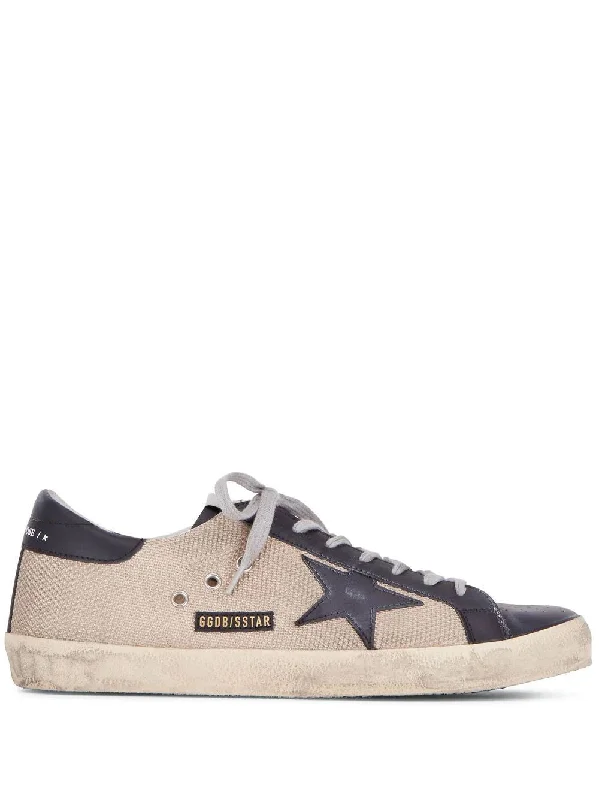 Athletic shoes with extra arch support -GOLDEN GOOSE Milk/Black Super-Star Net Leather Toe Sneakers for Men - SS23