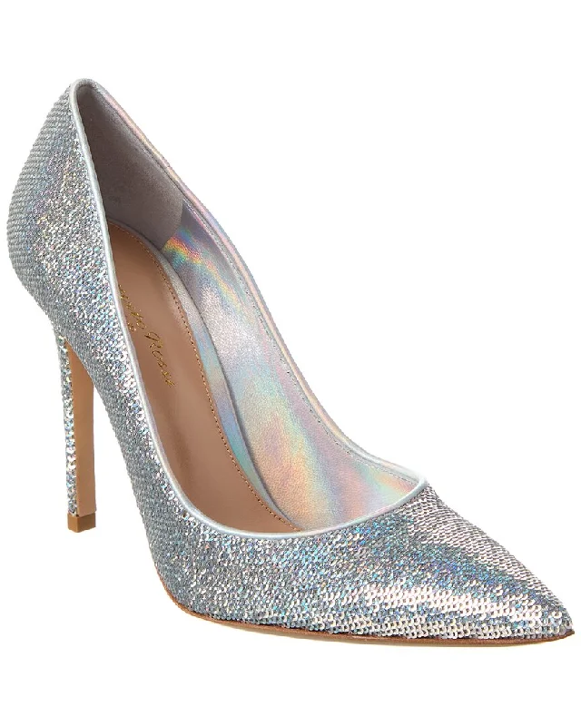 High heels with tough outsole layers -Gianvito Rossi 105 Sequin & Leather Pump