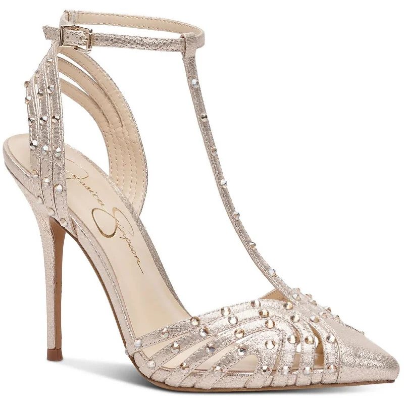 High heels with understated elegance -Jessica Simpson Womens Wisata2 Rhinestone Strappy Pumps