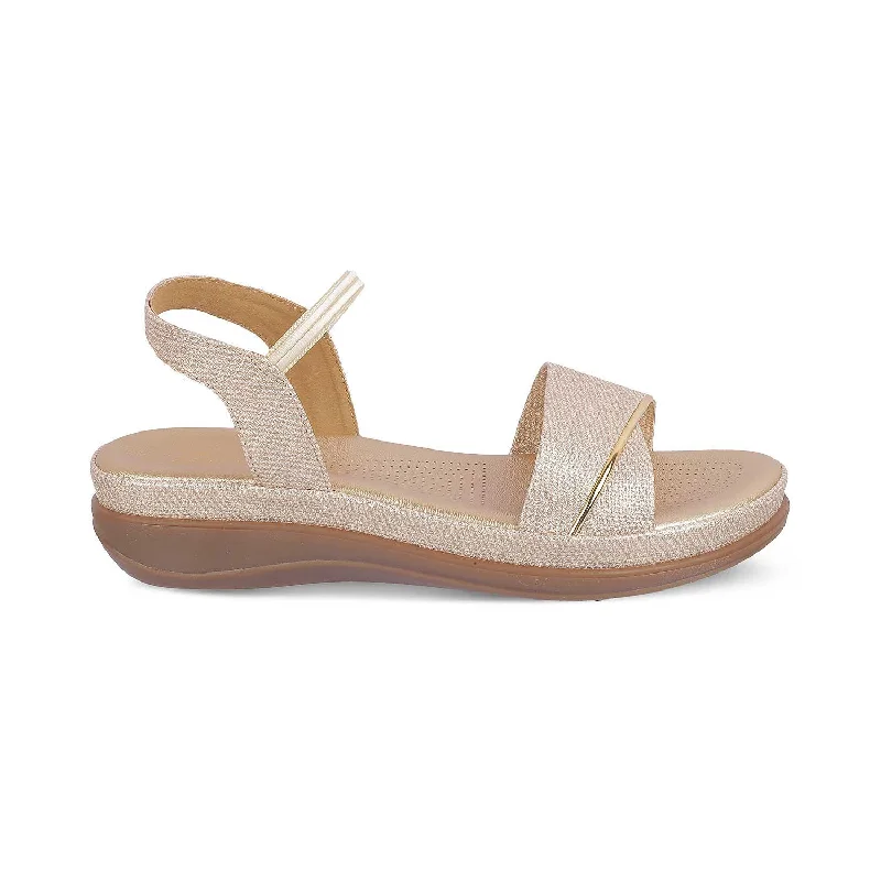 Comfortable sandals for sunny nights-The Linz Gold Women's Casual Wedge Sandals Tresmode