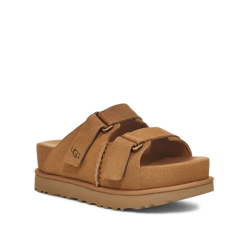 Best sandals for summer fun-Women's Shoes UGG GOLDENSTAR HI SLIDE Suede Sandals 1155458 CHESTNUT