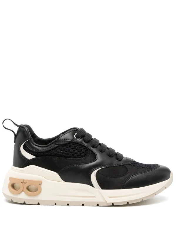 Classic black athletic shoes women -Ferragamo Gancini Hook Sneaker