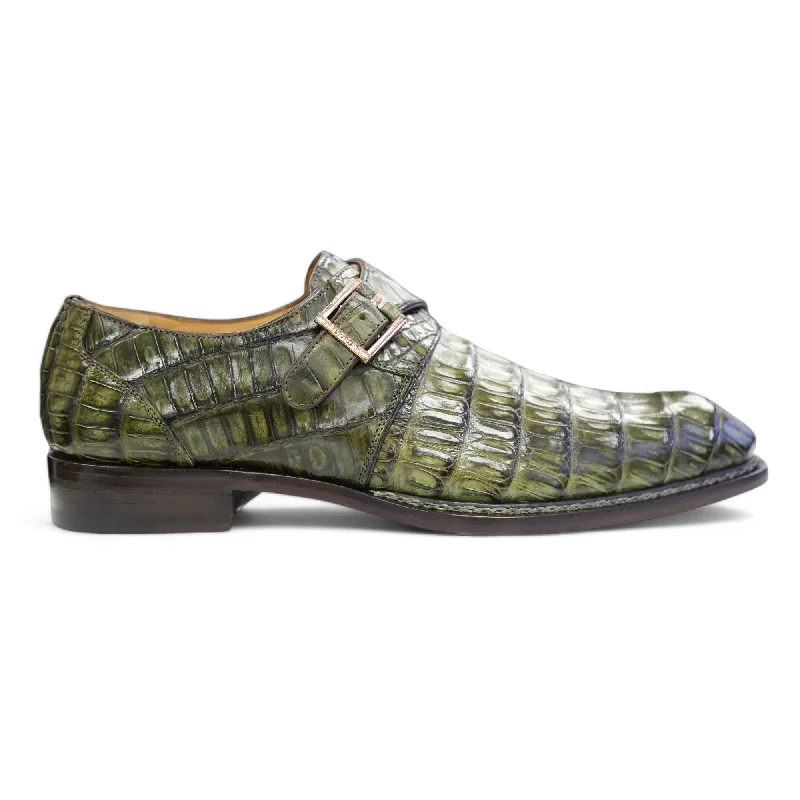 Premium loafers for business meetings-Ambrogio by Mezlan Men's Shoes Exotic Crocodile Single Monk-Strap Loafers (AMZ1017)