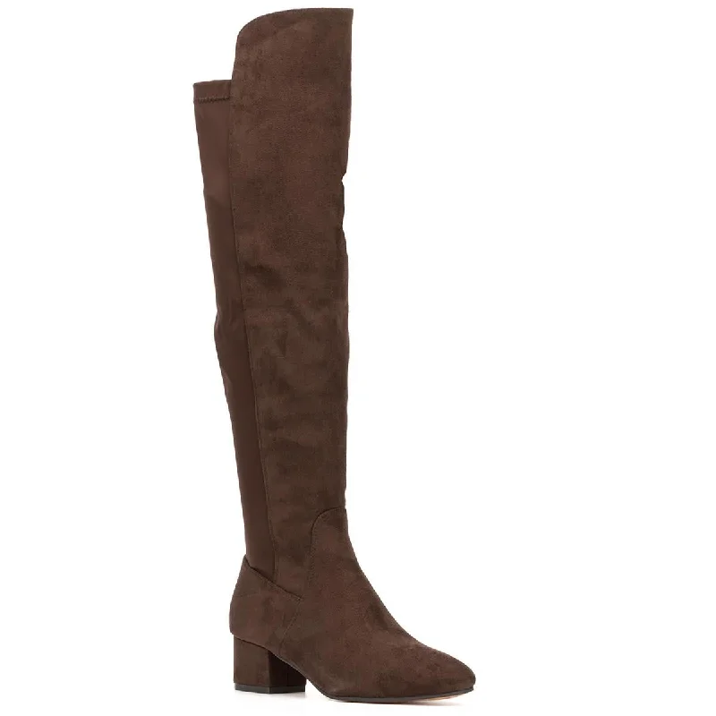 Boots with breathable lining -New York & Company Womens Faux Suede Covered Heel Over-The-Knee Boots