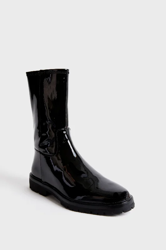 Boots for lazy Sundays -Black Stretch Patent Danny Boots