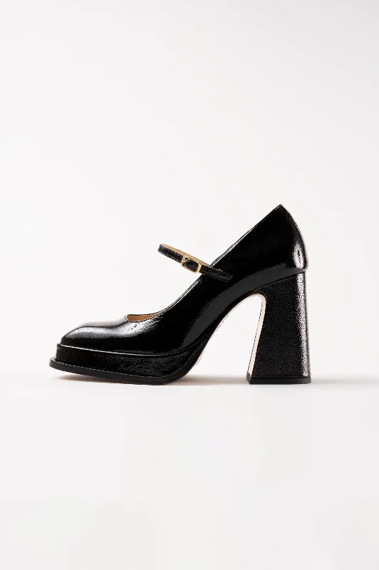 High heels with trendy sole patterns -CASILDA - Black Patent Leather Mary Jane Pumps