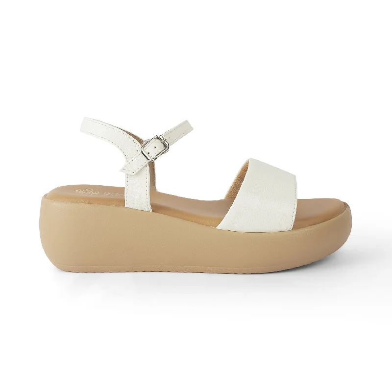 Comfortable sandals for hot trends-Tresmode Impl White Women's Casual Wedge Heel Sandals