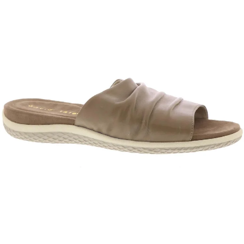 Lightweight sandals for sunny walks-David Tate Womens Soda Leather Open Toe Slide Sandals