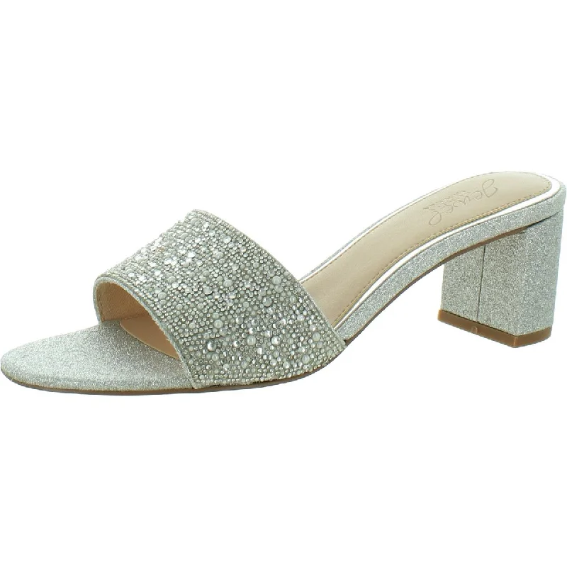 High heels with iconic brand logos -Jewel Badgley Mischka Womens Shimmer Slide Pumps