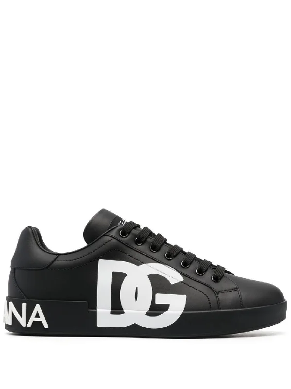 Luxury athletic shoes for collectors -DOLCE & GABBANA Men's Portofino Sneakers with DG Logo