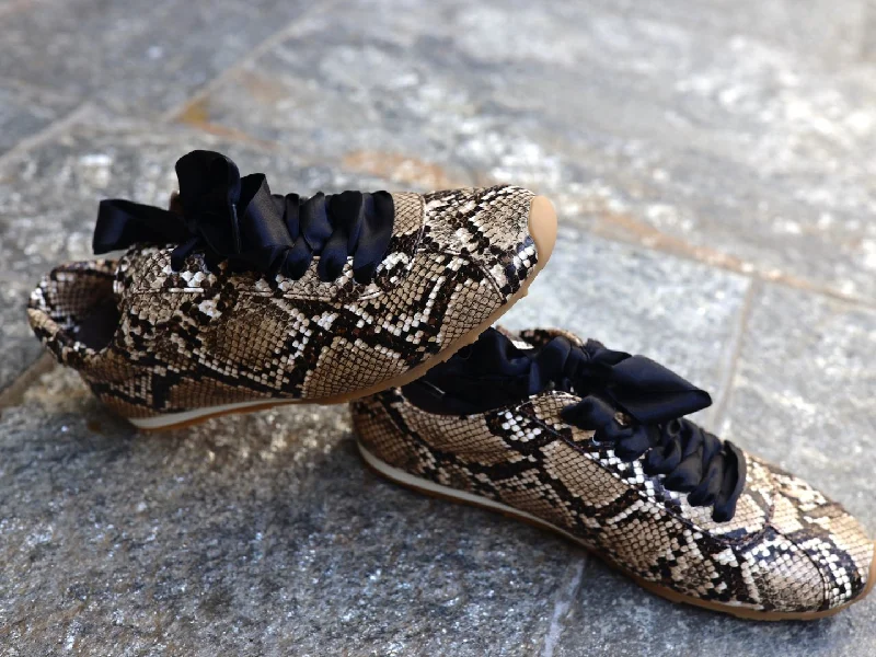 Athletic shoes with anti-skid soles -Jeffrey Campbell: Winged in Beige & Black Snake