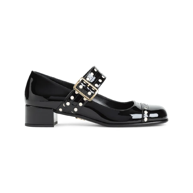 High heels with breezy fabric uppers -PRADA Women’s Leather Mary Jane Pumps with 3.5 cm Heel