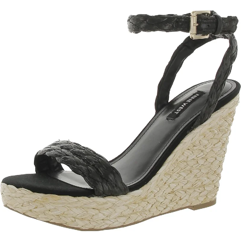 Trendy sandals for casual nights-Nine West Womens HENRI 3 Faux Leather Open Toe Wedge Sandals