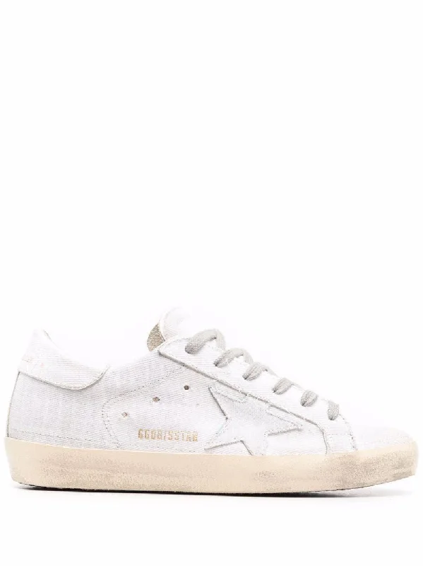 Athletic shoes for sustainable running -GOLDEN GOOSE SS23 Men's White and Multicolor Sneakers with Rubber Sole